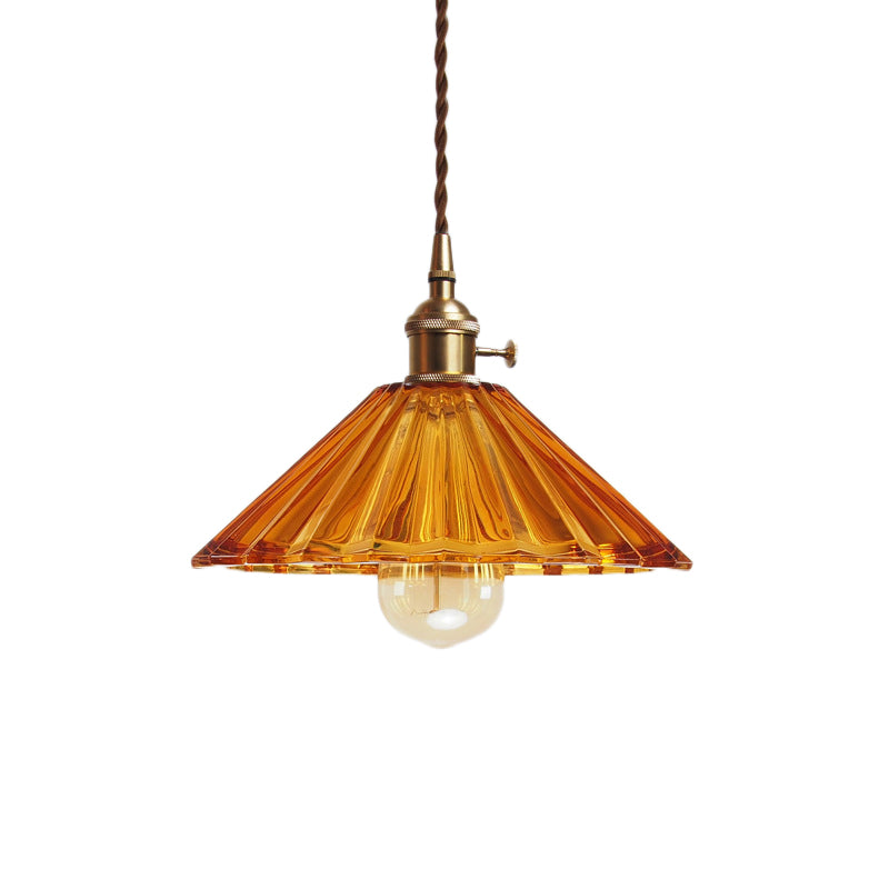 Lampada a sospensione del soggiorno smerlato vetro prismatico grigio/arancione/blu 1 kit di luce sospesa in ottone in ottone