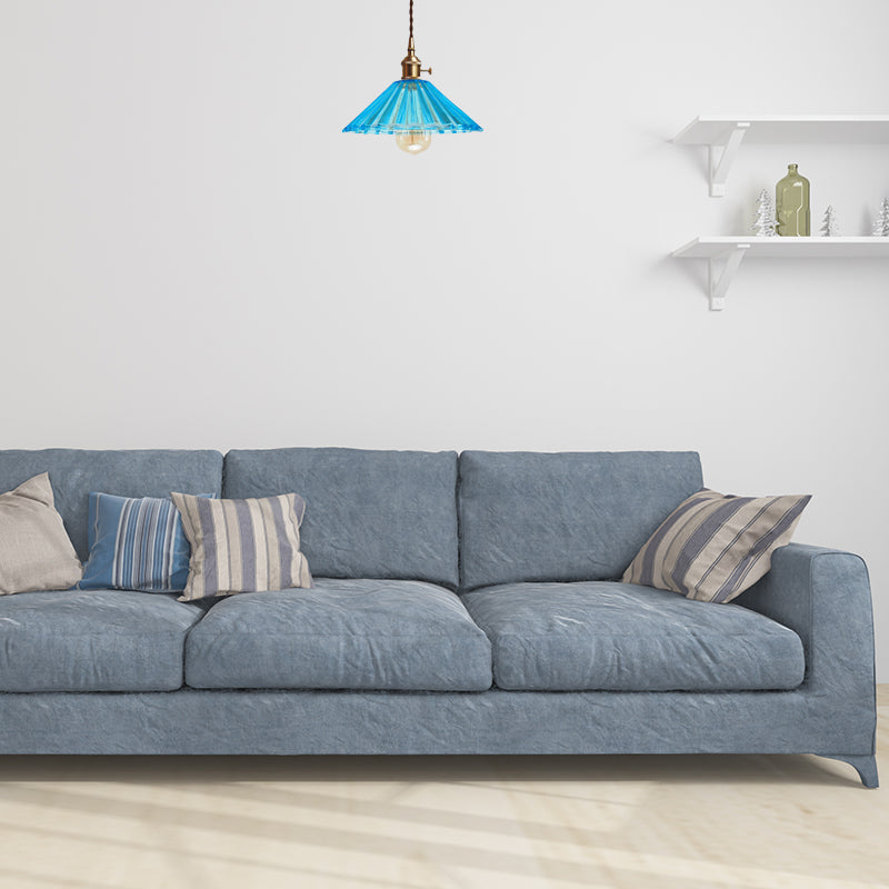 Lampada a sospensione del soggiorno smerlato vetro prismatico grigio/arancione/blu 1 kit di luce sospesa in ottone in ottone