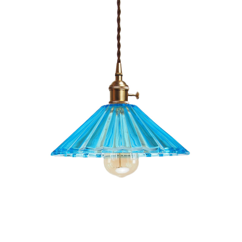 Lampada a sospensione del soggiorno smerlato vetro prismatico grigio/arancione/blu 1 kit di luce sospesa in ottone in ottone