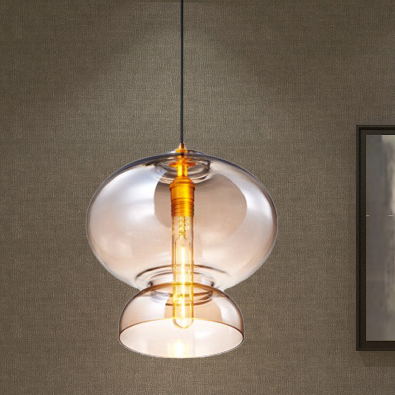 Blu azzurro azzurro azzurro e vetro cognac contemporaneo 1 Bulb Restaurant Aione, larghe 10 "/11"