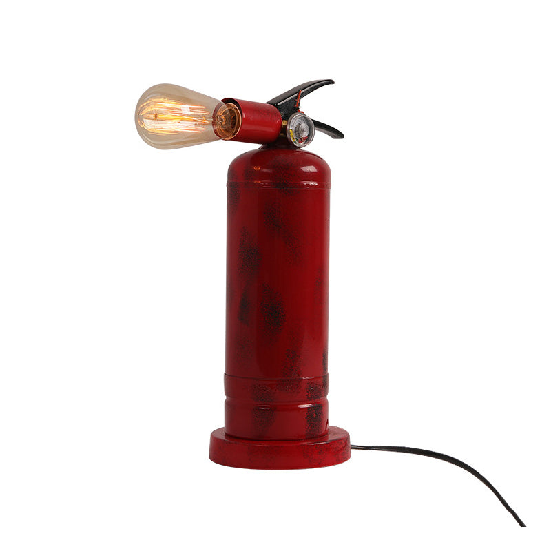 Lampada da tavolo a forma di estintore da bistrot Lampada da tavolo in metallo con 1 lampadina con finitura rossa con cavo di collegamento
