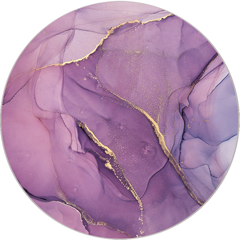 Contemporary Watercolor Pattern Rug Purple Polyester Rug Machine Washable Non-Slip Area Rug for Bedroom