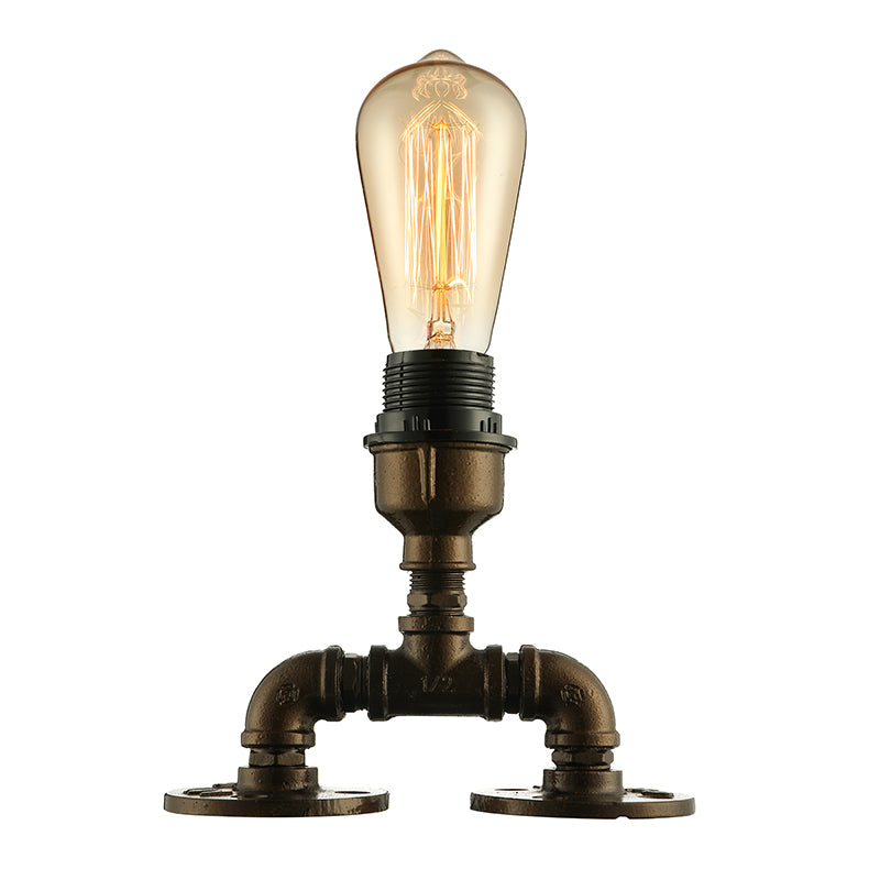 Illuminazione da tavolo a vista industriale con design del tubo 1 testa metallica in piedi in nero in nero per caffetteria