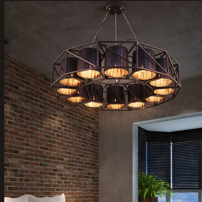Black Multi-light Chandeliers Metal Round Vintage Hanging Fixtures for Living Room