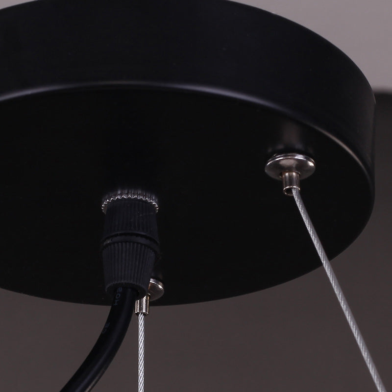 Black Multi-light Chandeliers Metal Round Vintage Hanging Fixtures for Living Room