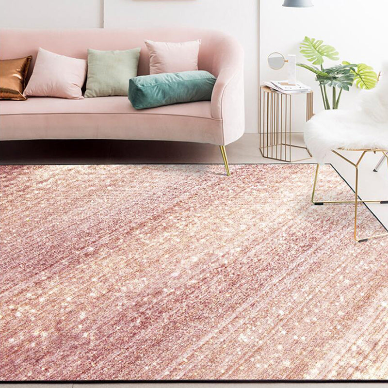 Modern Living Room Rug in Pink Glaming Stripe Print Rug Polyester Non-Slip Machine Washable Area Rug