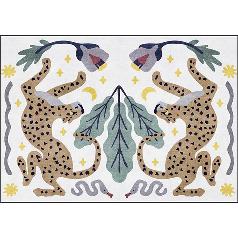 Stijlvol dierenpatroon Tapijtgrijs en blauw Noordisch Trug Polyester Wasbare anti-slip ruggebied Tapijt voor woonkamer