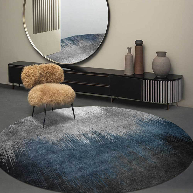 Blue and Grey Modern Rug Polyester Ombre Pattern Rug Washable Non-Slip Backing Carpet for Living Room