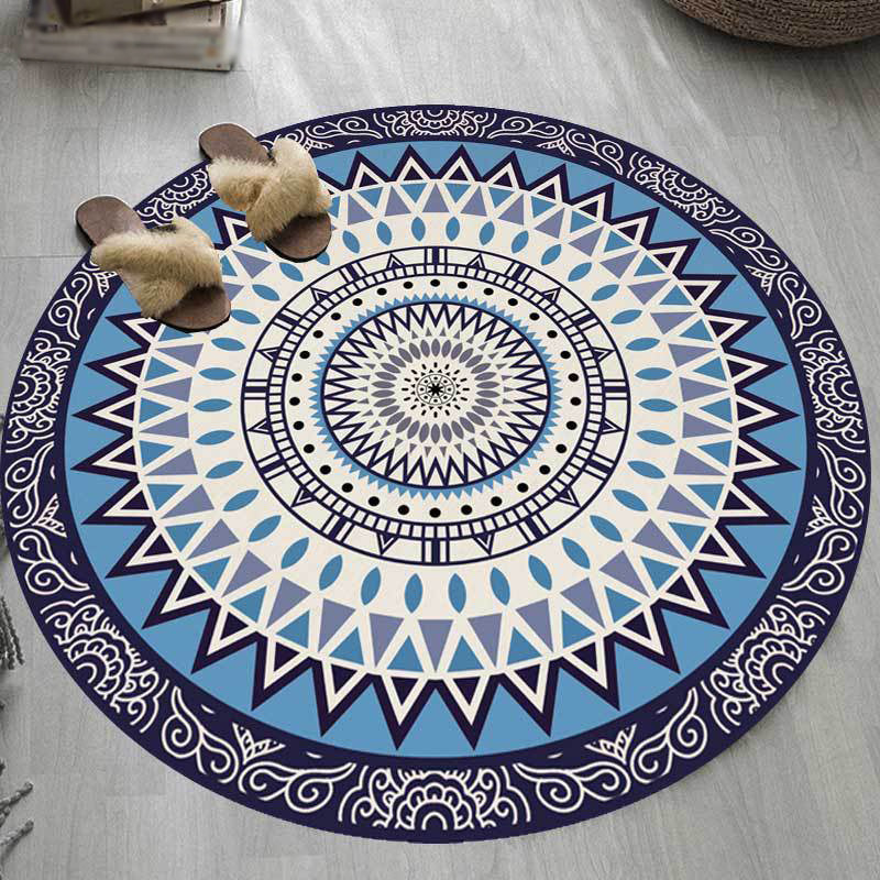 Americana Cercles Concentric Tappeto tappeto in poliestere blu tappeto non slittabile in lavatrice per camera da letto