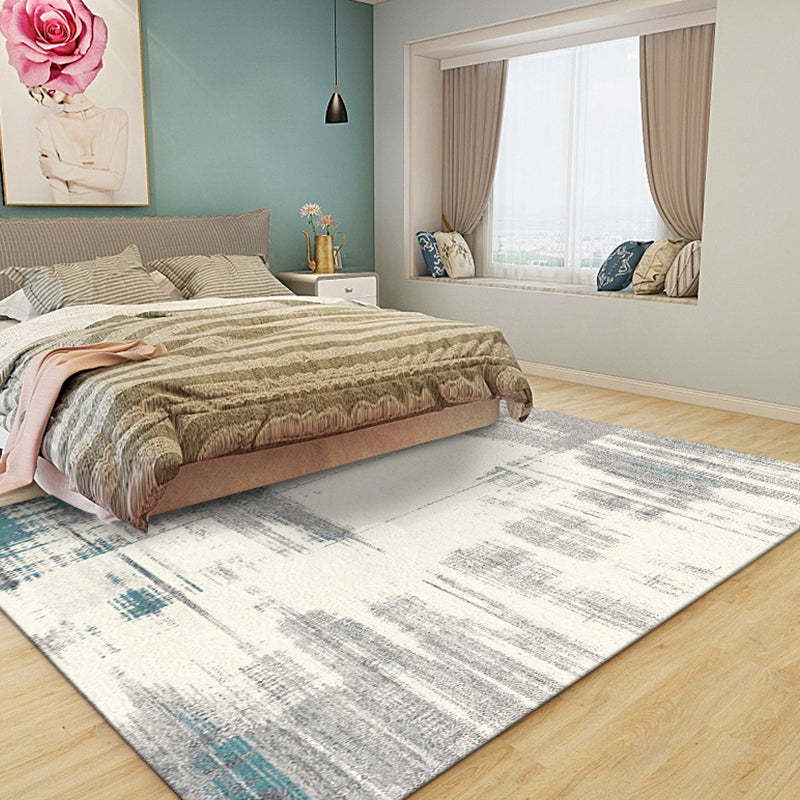 Industrial Abstract Rug Light Yellow Polyester Rug Machine Washable Non-Slip Area Rug for Bedroom