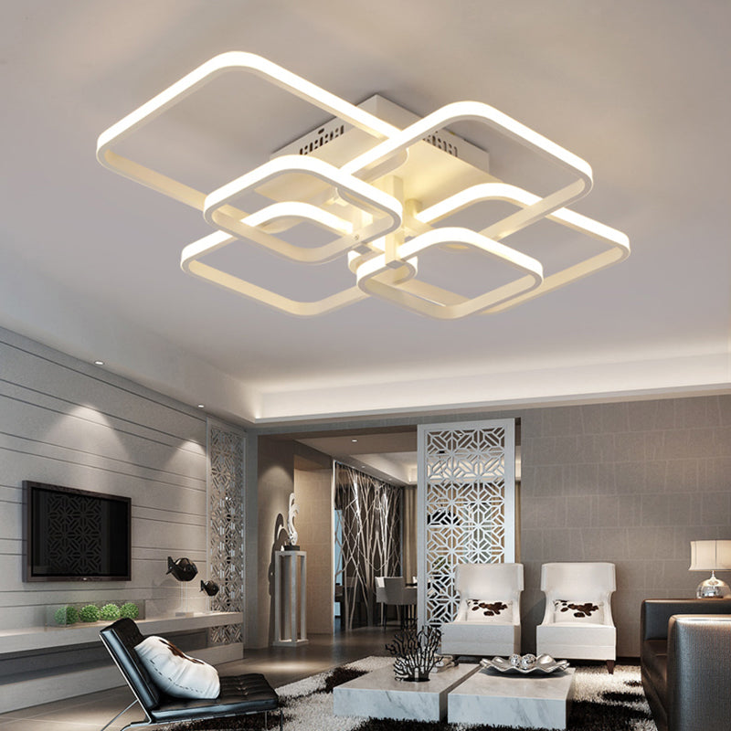 Geometrisches Wohnzimmer Bündig Licht Acryl LED 4/6/8 Lichter Modernism Semi Flush Ceiling Licht in Warm/Weißes Licht