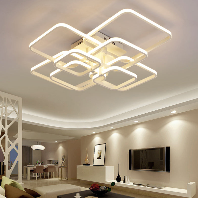 Geometrisches Wohnzimmer Bündig Licht Acryl LED 4/6/8 Lichter Modernism Semi Flush Ceiling Licht in Warm/Weißes Licht