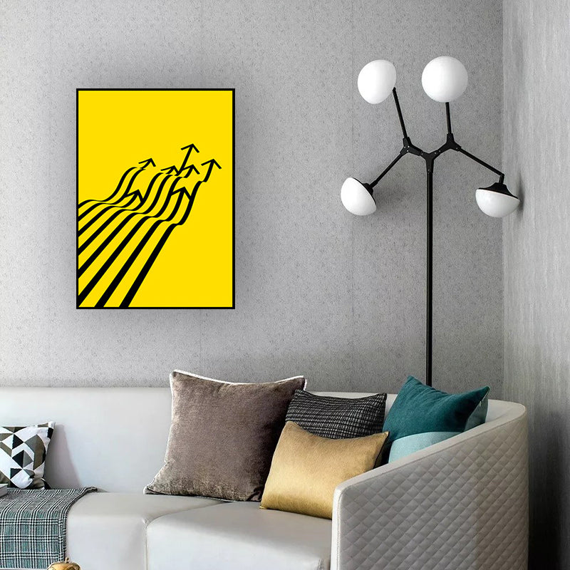 Minimalism Arrows Wall Decor Yellow and Black Textured Canvas Wall Art for Living Room