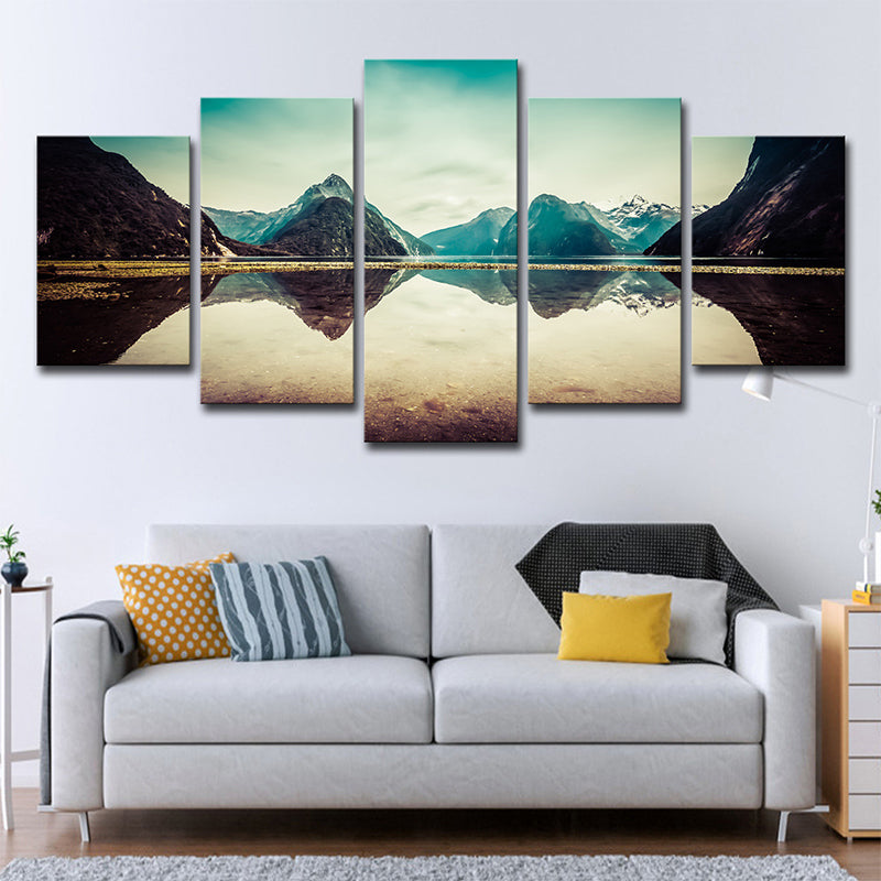 Blue Milford Sound Landscape Canvas Multiple-Piece Wall Art for Living Room