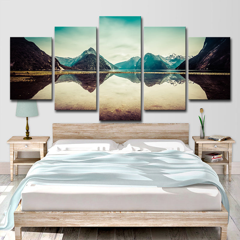 Blue Milford Sound Landscape Canvas Multiple-Piece Wall Art for Living Room