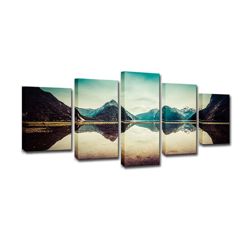 Blue Milford Sound Landscape Canvas Multiple-Piece Wall Art for Living Room