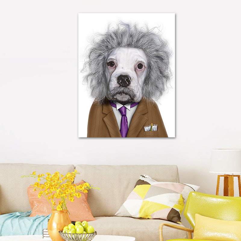 Funny Animal Superstar Wall Art Print for Sitting Room, Dark Color, Textured Surface