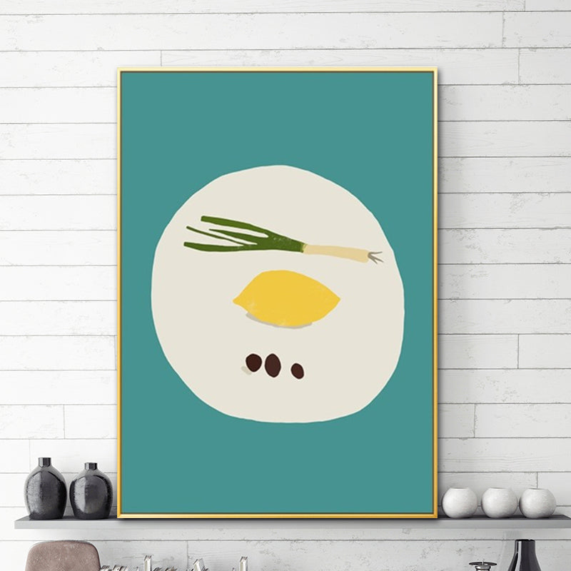 Minimalist Food Painting Wall Art Light-Color Textured Canvas Print for Dining Room