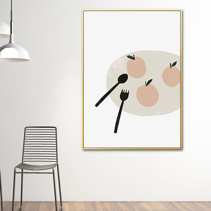 Minimalist Food Painting Wall Art Light-Color Textured Canvas Print for Dining Room