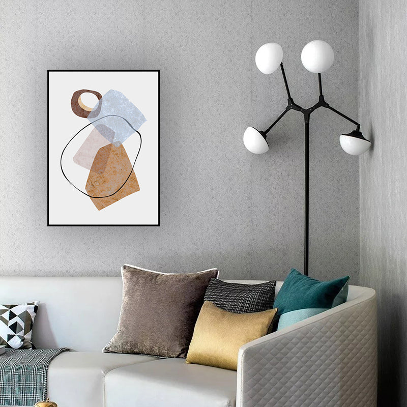 Geometry Wall Art Print Pastel Color Nordic Style Canvas for Living Room, Textured