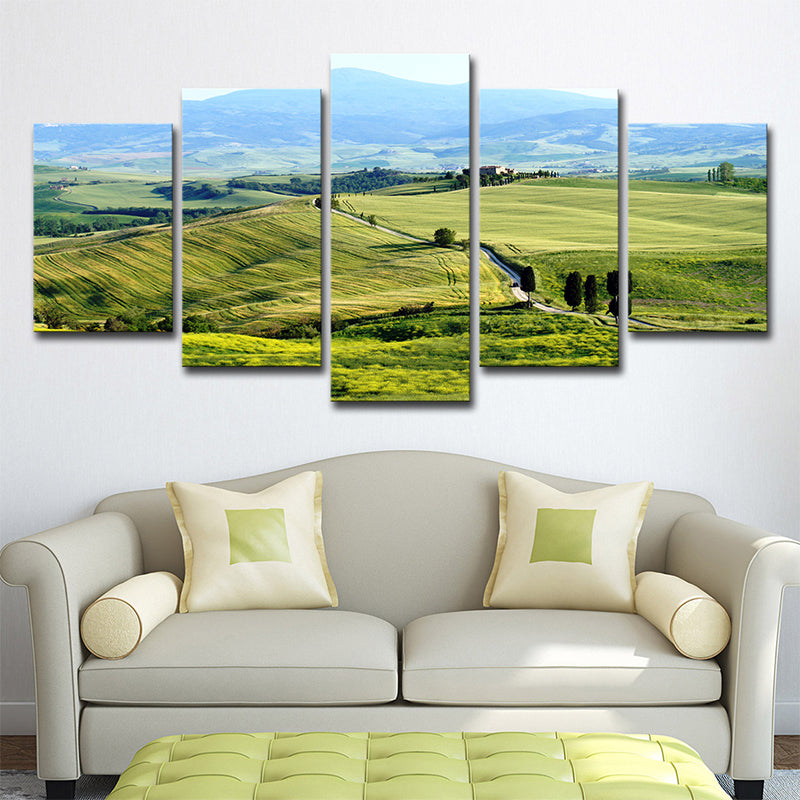Farmhouse Tuscany Town Landscape Art Print Green Multi-Piece Wall Decor for Living Room