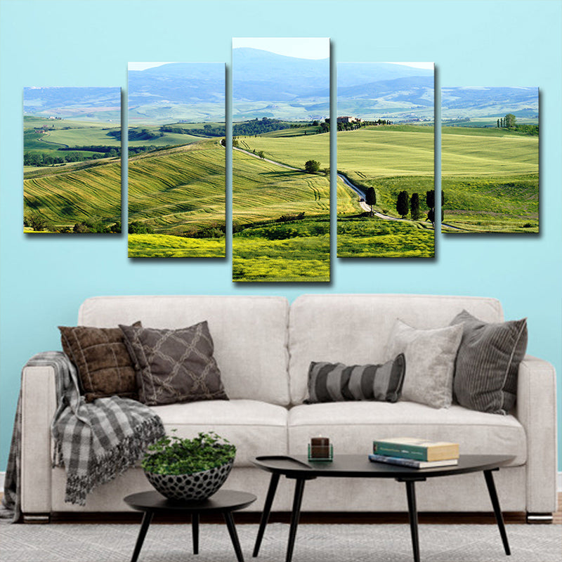 Farmhouse Tuscany Town Landscape Art Print Green Multi-Piece Wall Decor for Living Room