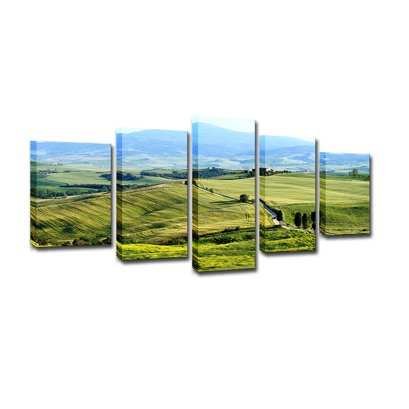 Farmhouse Tuscany Town Landscape Art Print Green Multi-Piece Wall Decor for Living Room