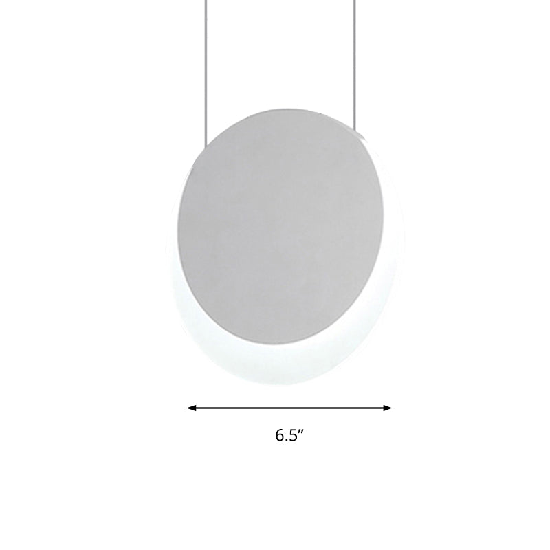 Luz de colgante LED simplicidad colgante de suspensión blanca con sombra acrílica de borde en forma de media luna con luz cálida/blanca, 6.5 "/8.5" W