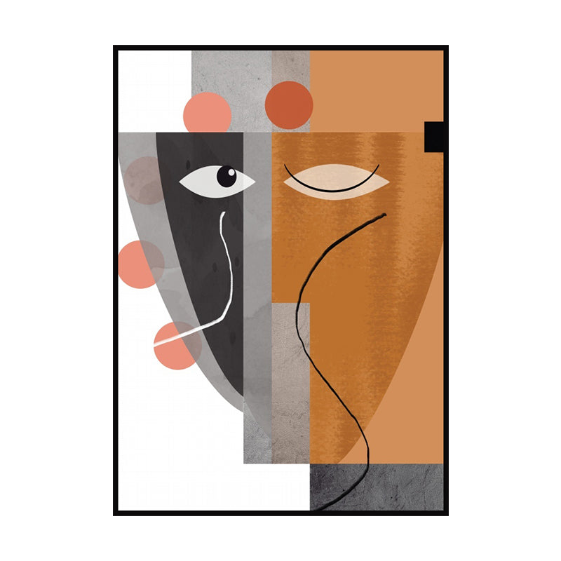 Toile d'art mural avec visage abstrait moderne, décoration murale texturée de couleur Pastel pour la maison