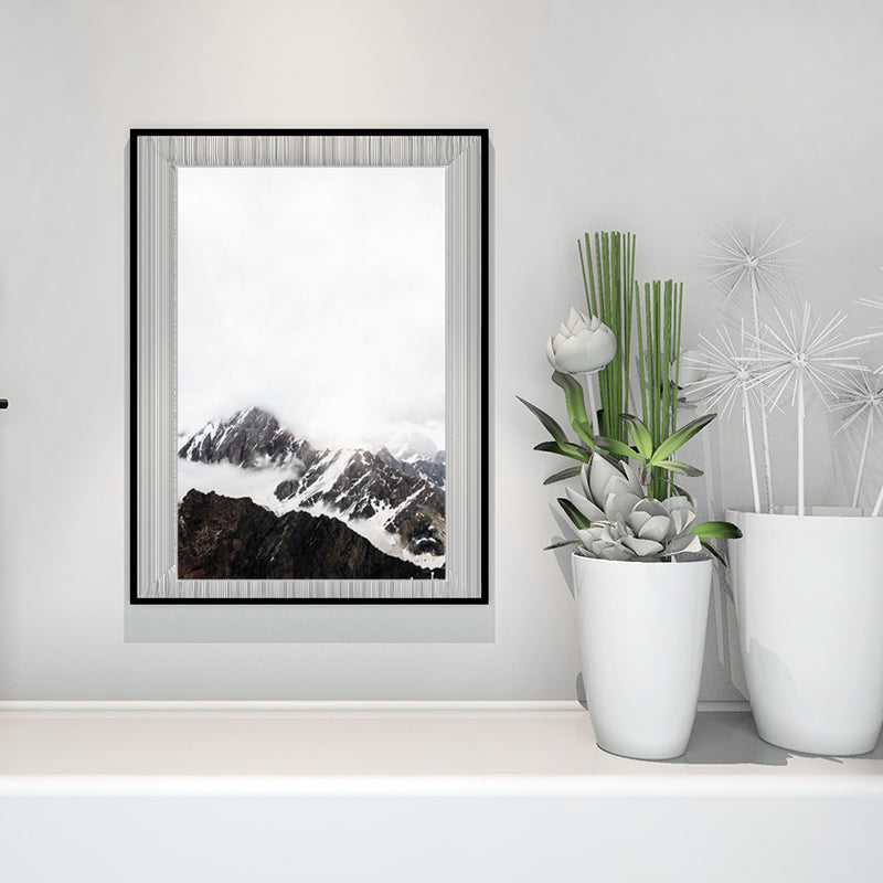 Strukturierter Kunstdruck auf Leinwand, Vintage-Stil, Misty Rock Mountain, Wanddekoration für Schlafzimmer