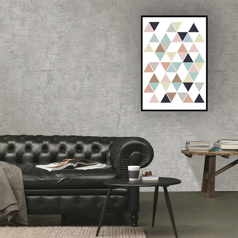 Multicolored Triangle Mosaics Wall Art Textured Nordic Living Room Canvas on White