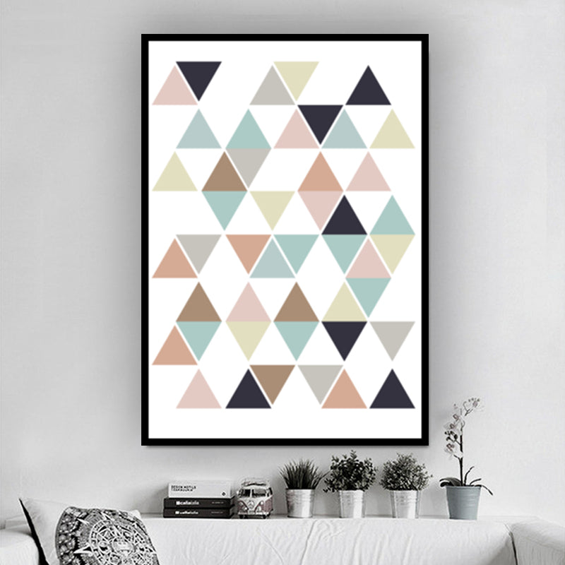 Multicolored Triangle Mosaics Wall Art Textured Nordic Living Room Canvas on White