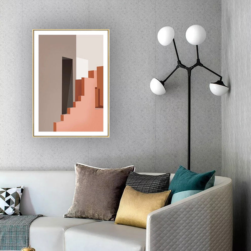 Nordic Still Life Geometric Art Print Pastel Color Textured Wall Decor for Living Room