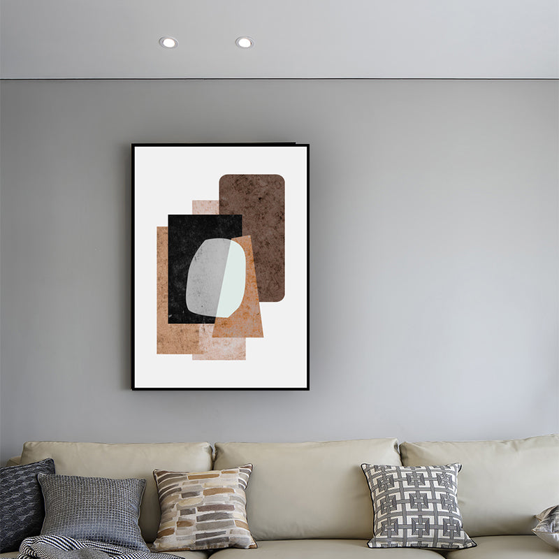 Textured Geometric Wall Art Decor Minimalistic Canvas Print in Soft Light for Home