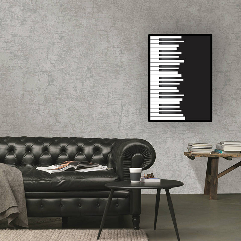 Minimalist Piano Wall Decor Black and White Textured Canvas Print for Living Room