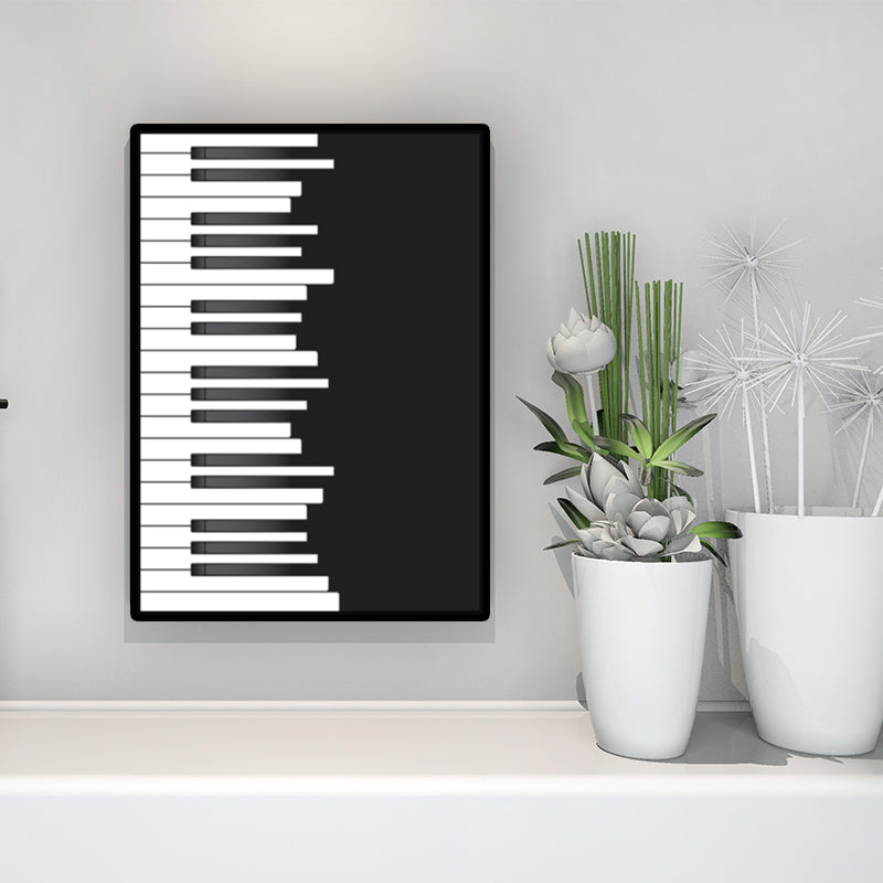 Minimalist Piano Wall Decor Black and White Textured Canvas Print for Living Room