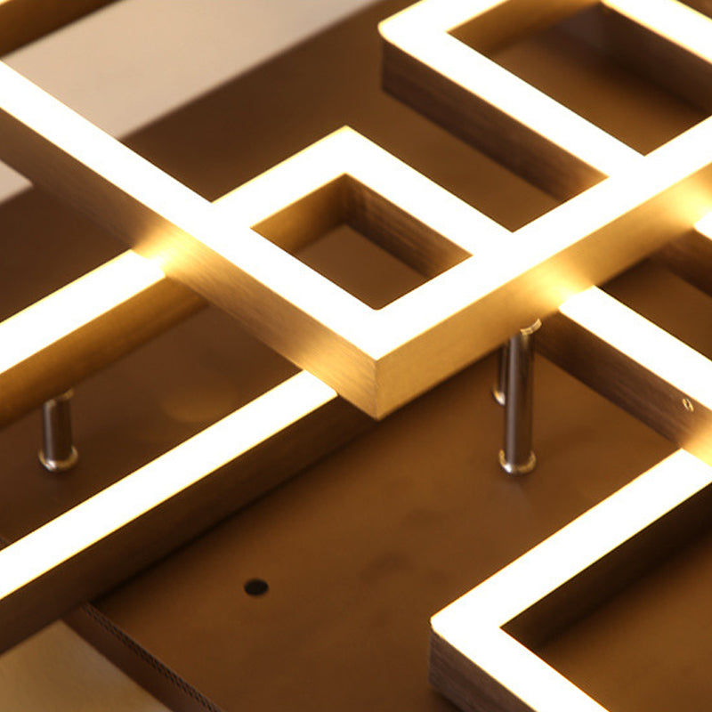 Square Acrylic Ceiling Light Modern LED 39"/47" Wide Brown Semi Flush Mount Light in Warm/White Light