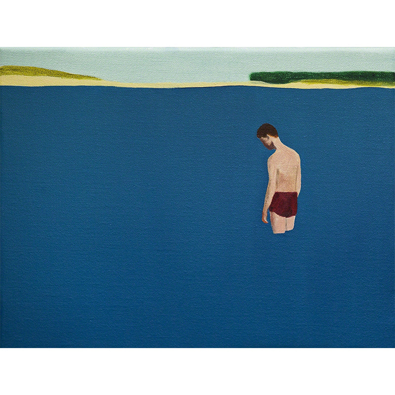 Modern Artistic Sea View Mural Blue Bathroom Wall Covering, Custom Size Available