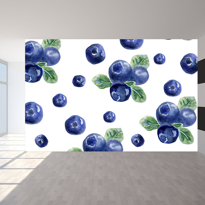 Blueberry Graph Wall Mural Contemporary Non-Woven Textured Wall Covering in Blue