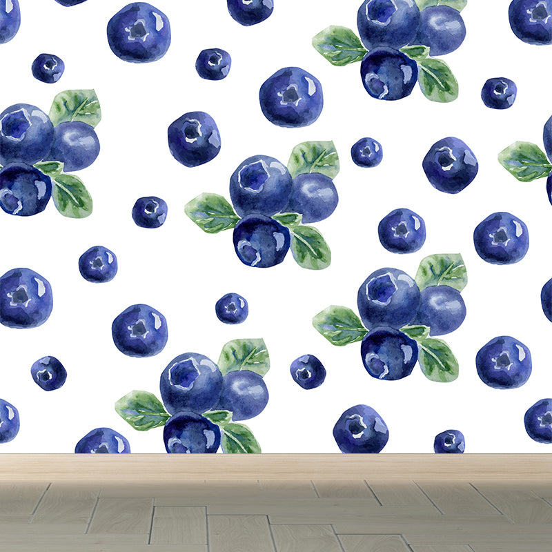 Blueberry Graph Wall Mural Contemporary Non-Woven Textured Wall Covering in Blue