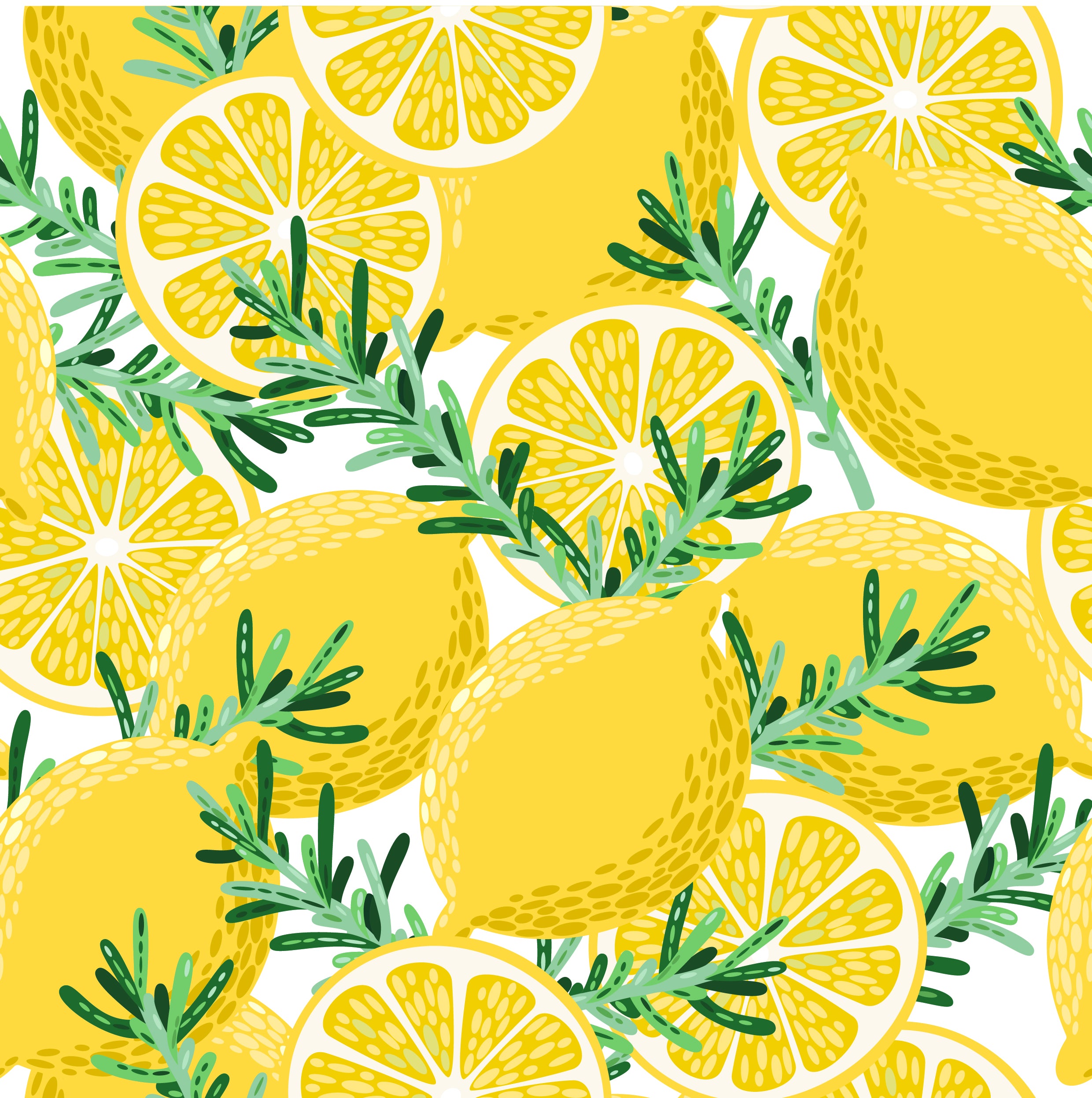 Non-Woven Decorative Wall Mural Modern Lemons and Leaves Wall Covering for Bathroom