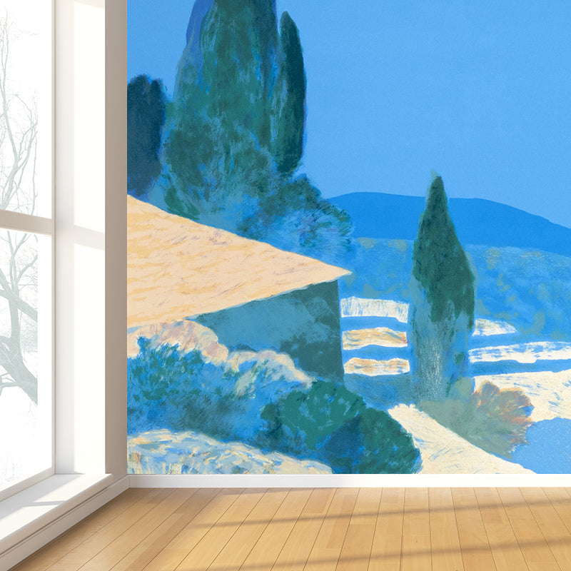 Modern Aesthetics Hills Scene Mural Wallpaper Blue Nature Landscape Wall Covering