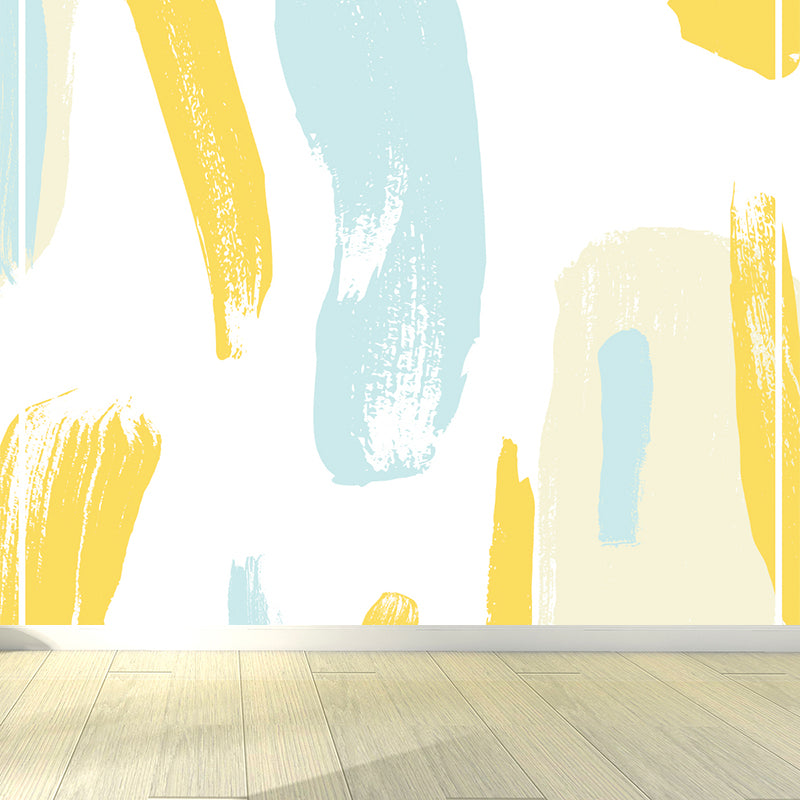 Abstract Pattern Mural Wallpaper Modern Non-Woven Textured Wall Covering in Yellow