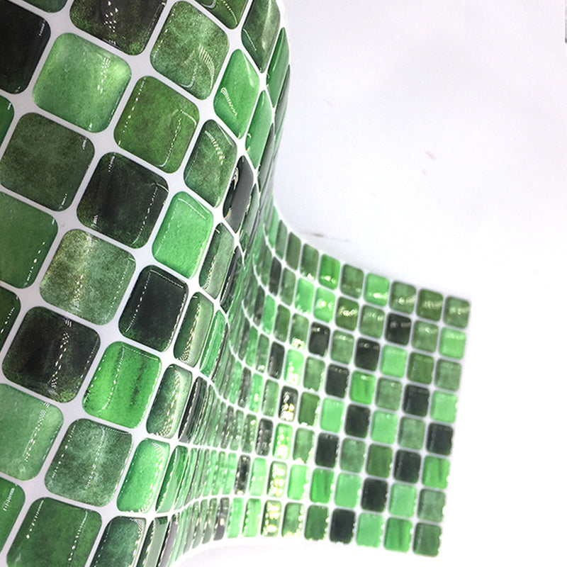 Mosaic Tile Wallpaper Panels Black-Green Modernism Peel Wall Decor for Kitchen Backsplash