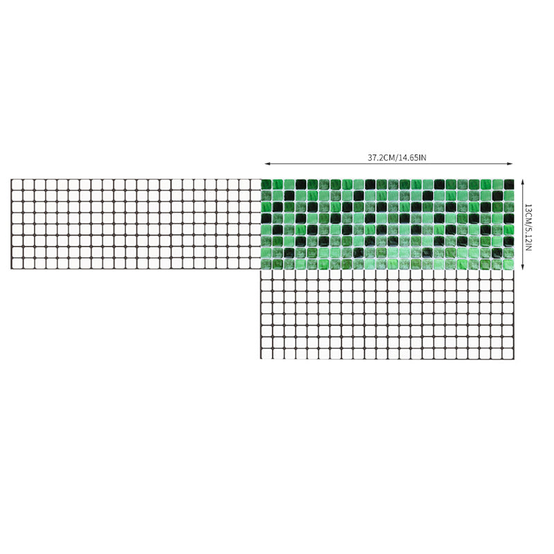 Mosaic Tile Wallpaper Panels Black-Green Modernism Peel Wall Decor for Kitchen Backsplash