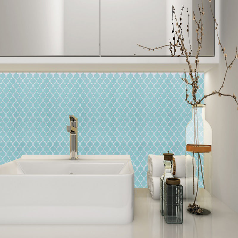 Pastel Color Quatrefoil Wallpapers Mosaics Modern Peel and Stick Wall Decor for Washroom