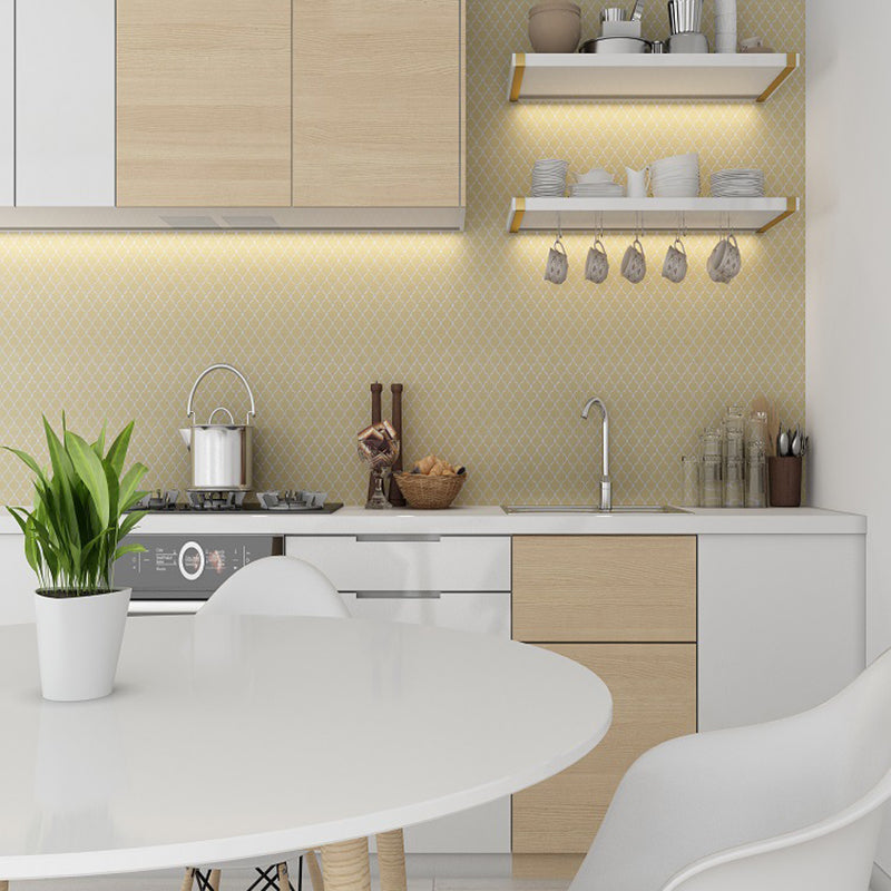 Pastel Color Quatrefoil Wallpapers Mosaics Modern Peel and Stick Wall Decor for Washroom