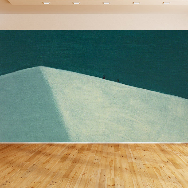 Contemporary Artistic Massif Mural Decal Blue Spring Field Landscape Wall Covering