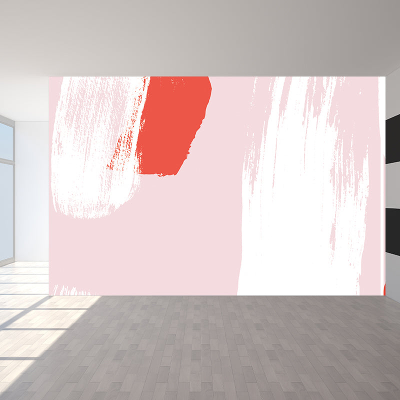 Stain Resistant Brush Stroke Mural Non-Woven Texture Modern Wall Decor for Girls Room