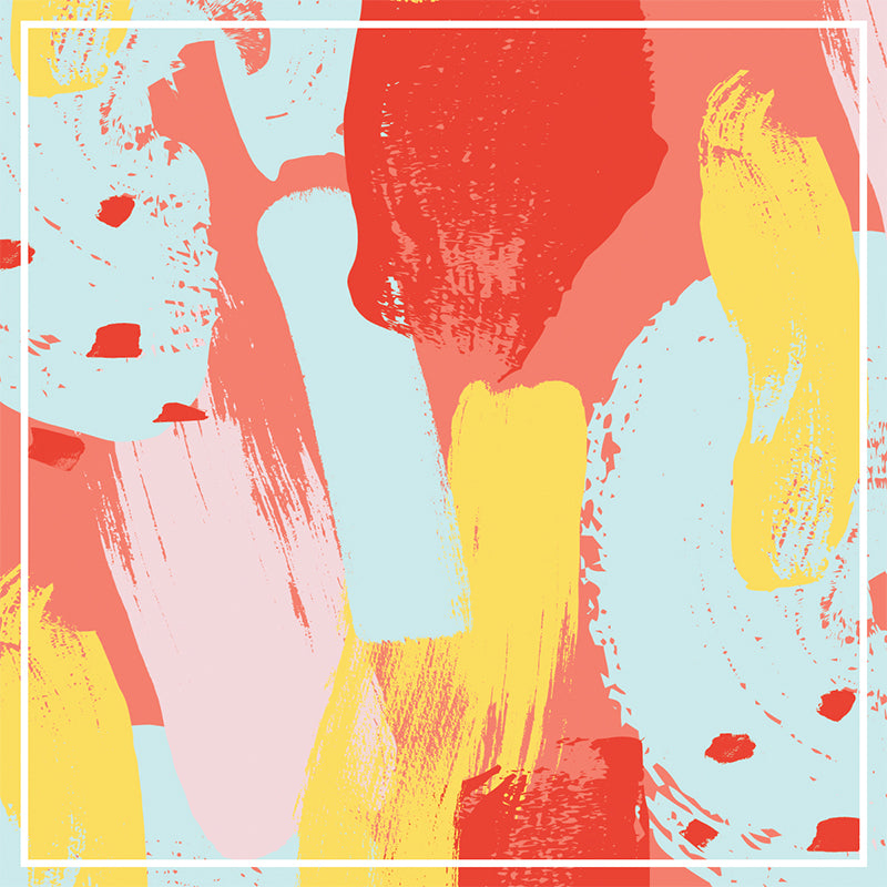 Contemporary Brush Stroke Mural Decal Blue Dining Room Wall Covering, Personalized